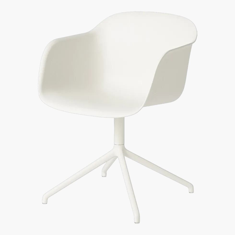 Fauteuil blanc piétement pivot Fiber - Muuto