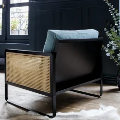 Fauteuil bleu en chêne Cannage - RED Edition