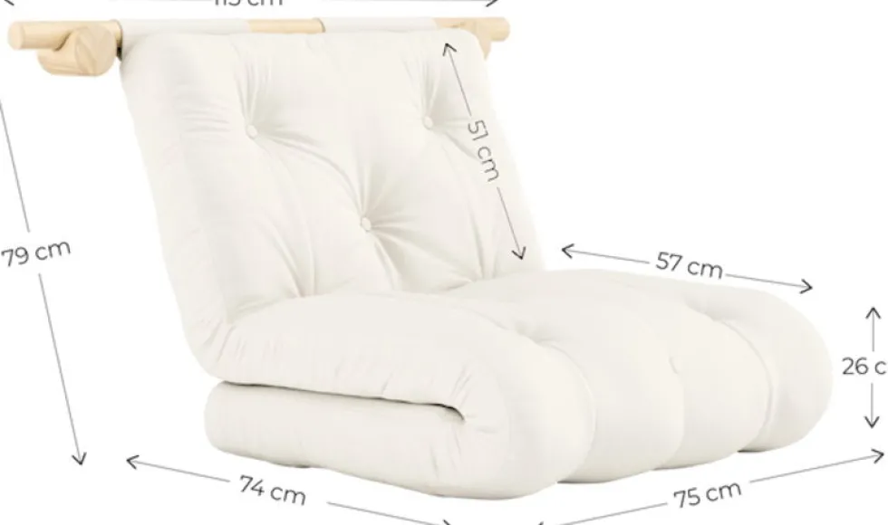 Fauteuil convertible en coton naturel 75x200cm Hooked - Karup Design
