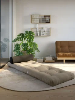 Fauteuil convertible en lin avec coussin gris foncé 70x120x40cm Wrap - Karup Design