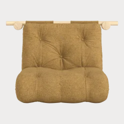 Fauteuil convertible en pin 75x200cm avec son matelas ocre golden ochre Hooked raw - Karup Design