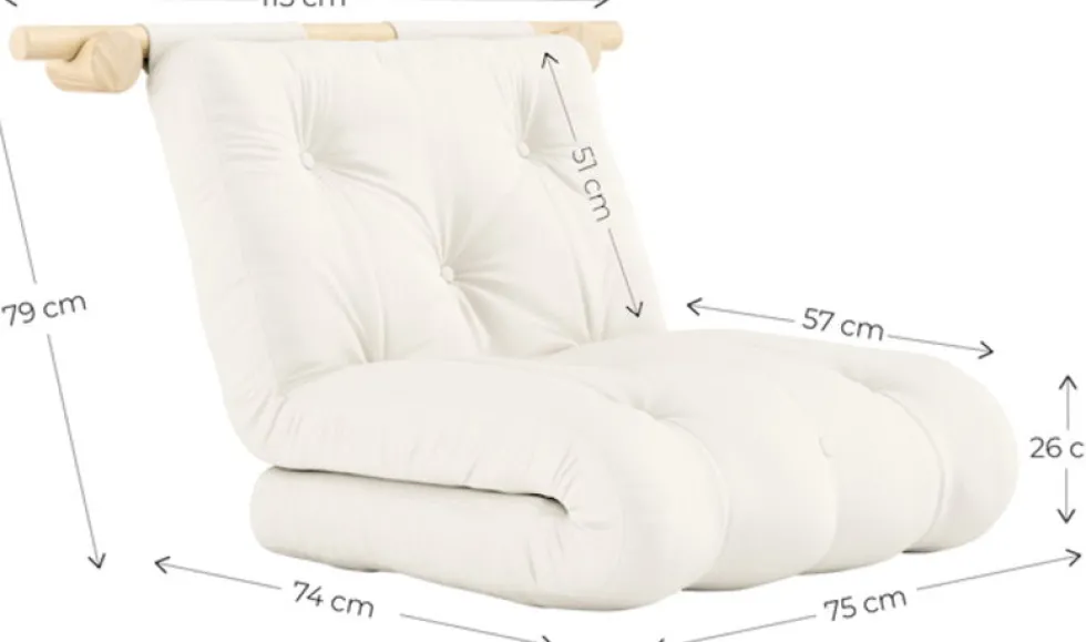 Fauteuil convertible en polyester ivoire 75x200cm Hooked - Karup Design