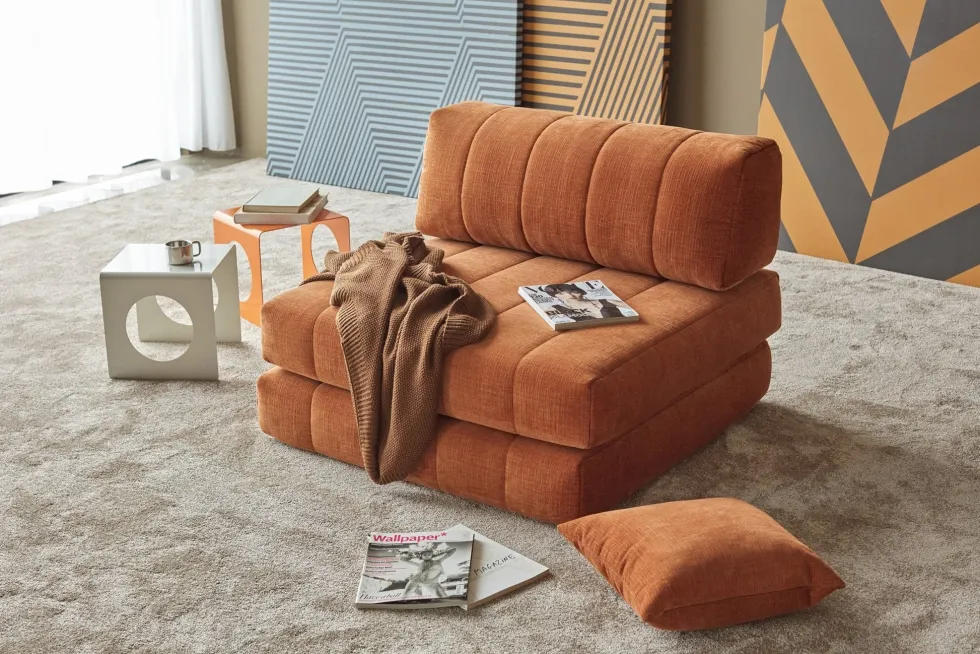 Fauteuil convertible en polyester recyclé marron 104x77cm Cozypad - Innovation living
