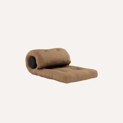 Fauteuil convertible mocca avec coussin gris foncé 70x120x40cm Wrap - Karup Design