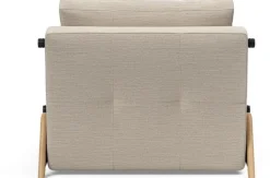 Fauteuil convertible pied en chêne et tissu blida sand grey 90-200cm Cubed 02 - Innovation Living