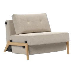 Fauteuil convertible pied en chêne et tissu blida sand grey 90-200cm Cubed 02 - Innovation Living