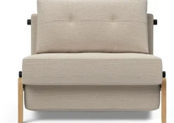 Fauteuil convertible pied en chêne et tissu blida sand grey 90-200cm Cubed 02 - Innovation Living