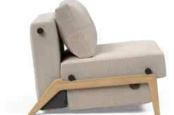 Fauteuil convertible pied en chêne et tissu blida sand grey 90-200cm Cubed 02 - Innovation Living