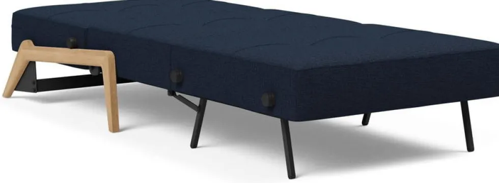 Fauteuil convertible pied en chêne et tissu mixed dance blue 90-200cm Cubed 02 - Innovation Living