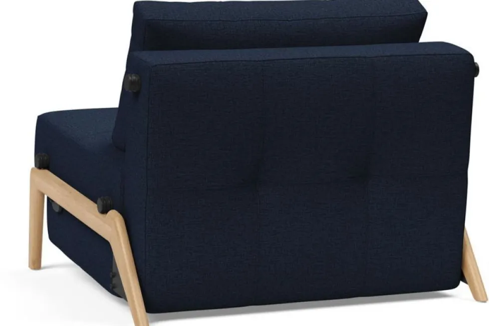 Fauteuil convertible pied en chêne et tissu mixed dance blue 90-200cm Cubed 02 - Innovation Living