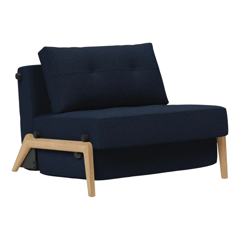 Fauteuil convertible pied en chêne et tissu mixed dance blue 90-200cm Cubed 02 - Innovation Living