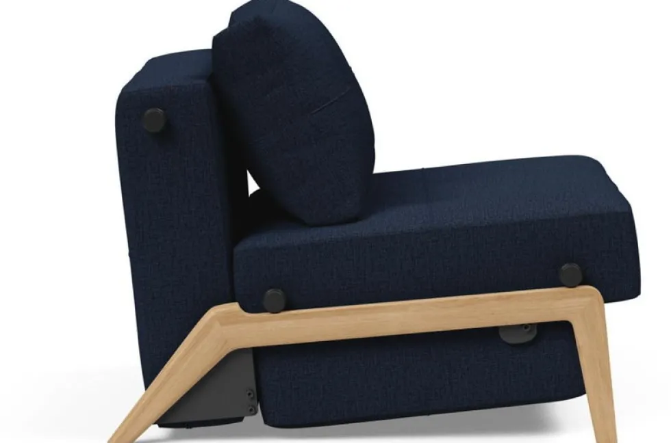 Fauteuil convertible pied en chêne et tissu mixed dance blue 90-200cm Cubed 02 - Innovation Living