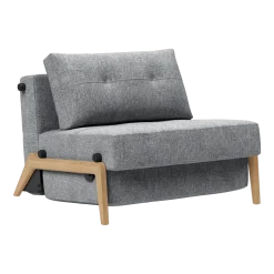 Fauteuil convertible pied en chêne et tissu twist granite 90-200cm Cubed 02 - Innovation Living