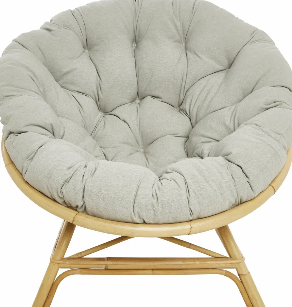 Fauteuil coquille en rotin avec coussin tissu 92 x 100 x 92 Miami - KOK