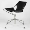 Fauteuil de bureau réglable en cuir noir et acier inoxydable poli Paulistano - Objekto