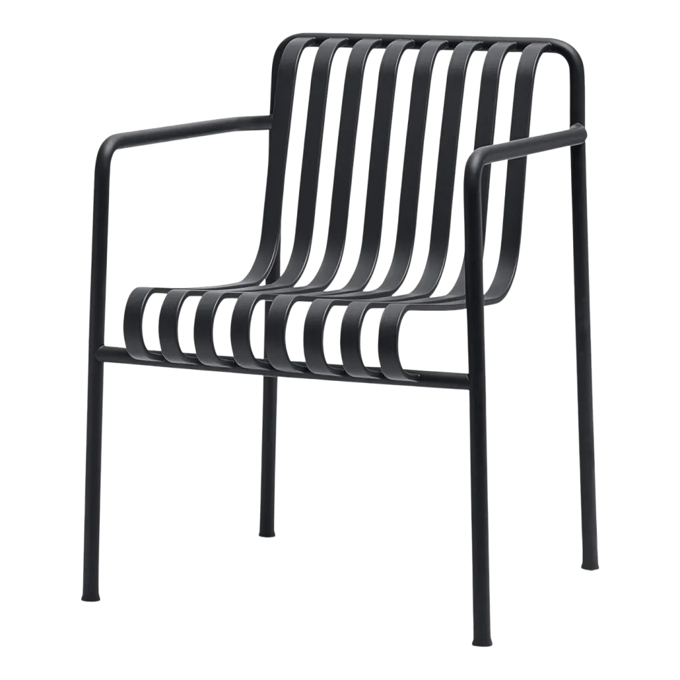 Fauteuil de jardin avec accoudoir en métal anthracite Palissade - HAY