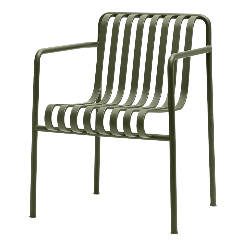 Fauteuil de jardin avec accoudoir en métal olive Palissade - HAY