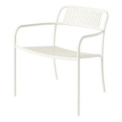 Fauteuil de jardin avec accoudoirs à lames en acier inoxydable blanc perlé Patio - Tolix