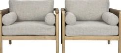 Fauteuil de jardin en bois d'acacia et tissu en polyester gris 84x95x68cm Oasis - Dutchbone