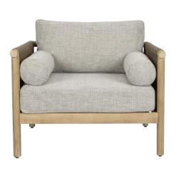 Fauteuil de jardin en bois d'acacia et tissu en polyester gris 84x95x68cm Oasis - Dutchbone