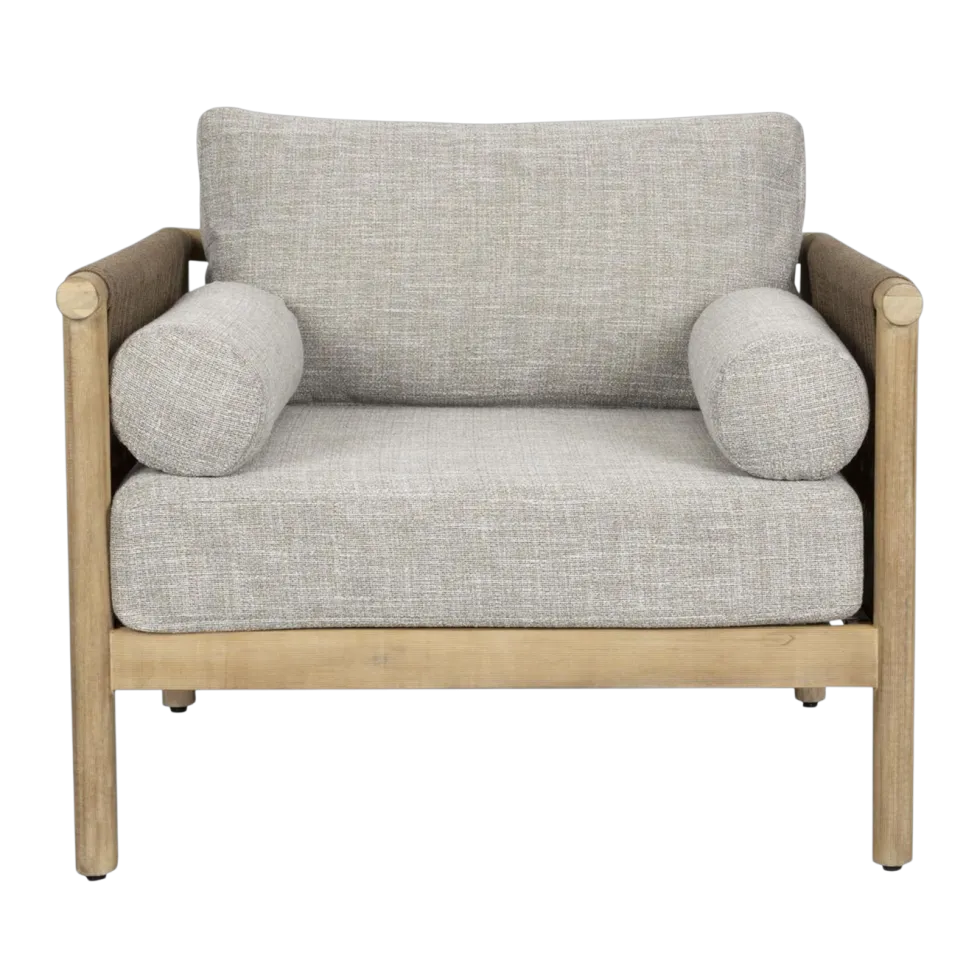 Fauteuil de jardin en bois d'acacia et tissu en polyester gris 84x95x68cm Oasis - Dutchbone