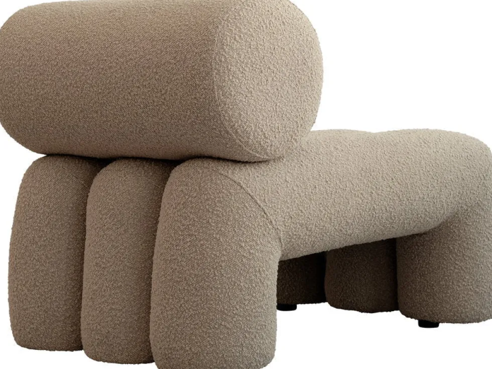Fauteuil design en tissu bouclé beige Foku - 101 COPENHAGEN