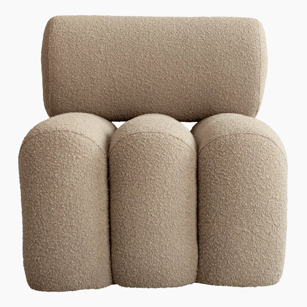 Fauteuil design en tissu bouclé beige Foku - 101 COPENHAGEN