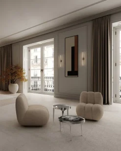 Fauteuil design en tissu bouclé beige Toe - 101 COPENHAGEN