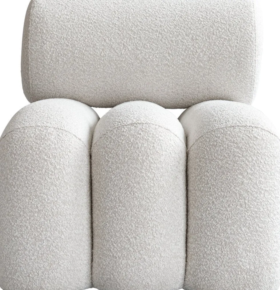 Fauteuil design en tissu bouclé blanc cassé Foku - 101 COPENHAGEN