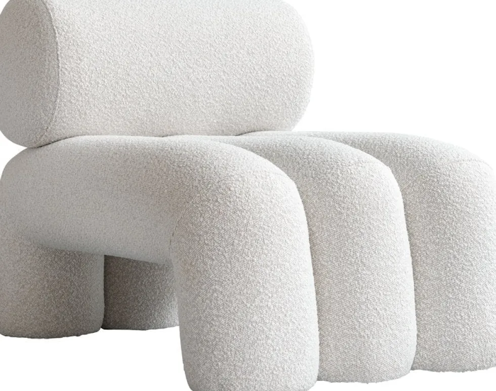 Fauteuil design en tissu bouclé blanc cassé Foku - 101 COPENHAGEN