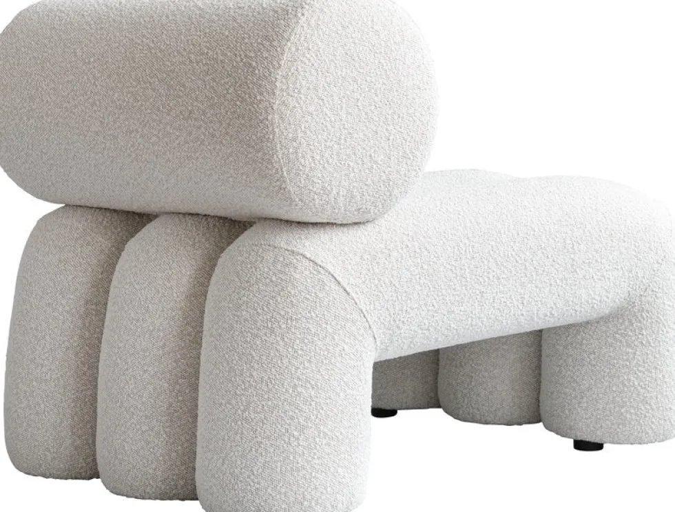 Fauteuil design en tissu bouclé blanc cassé Foku - 101 COPENHAGEN