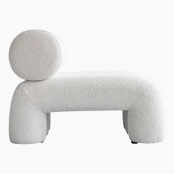 Fauteuil design en tissu bouclé blanc cassé Foku - 101 COPENHAGEN