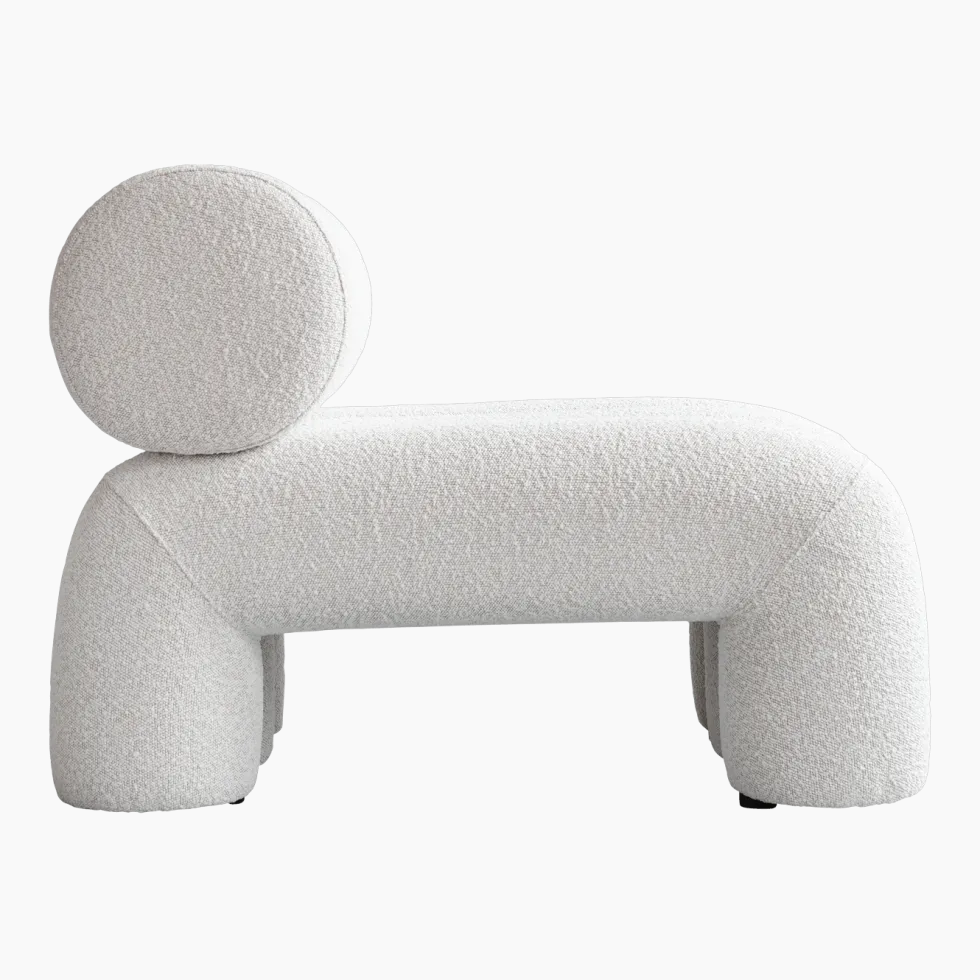 Fauteuil design en tissu bouclé blanc cassé Foku - 101 COPENHAGEN