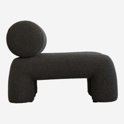 Fauteuil design en tissu bouclé taupe foncé Foku - 101 COPENHAGEN