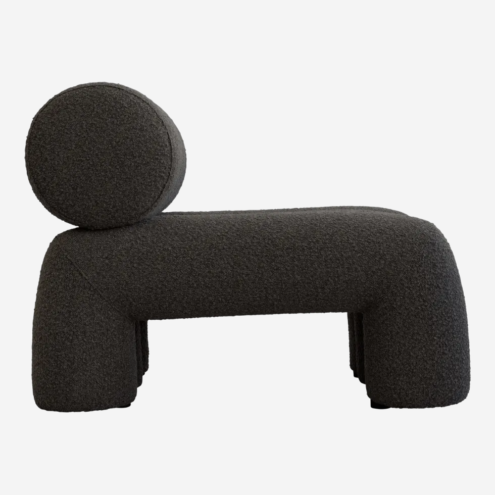 Fauteuil design en tissu bouclé taupe foncé Foku - 101 COPENHAGEN