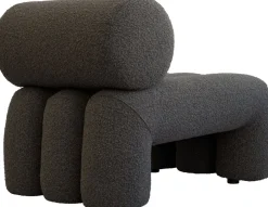 Fauteuil design en tissu bouclé taupe foncé Foku - 101 COPENHAGEN