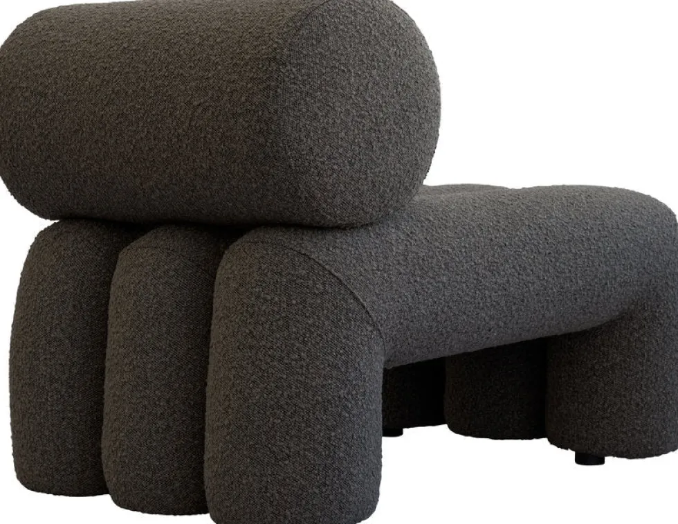 Fauteuil design en tissu bouclé taupe foncé Foku - 101 COPENHAGEN