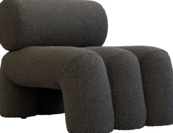 Fauteuil design en tissu bouclé taupe foncé Foku - 101 COPENHAGEN