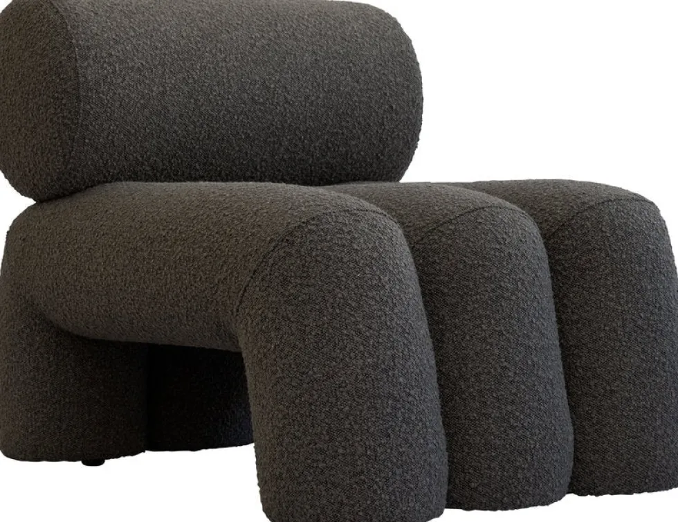 Fauteuil design en tissu bouclé taupe foncé Foku - 101 COPENHAGEN
