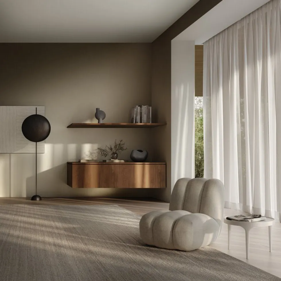 Fauteuil design en tissu lin beige Toe - 101 COPENHAGEN