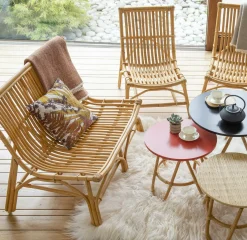 Fauteuil deux places en rotin naturel 80 x 106 x 81 David - KOK