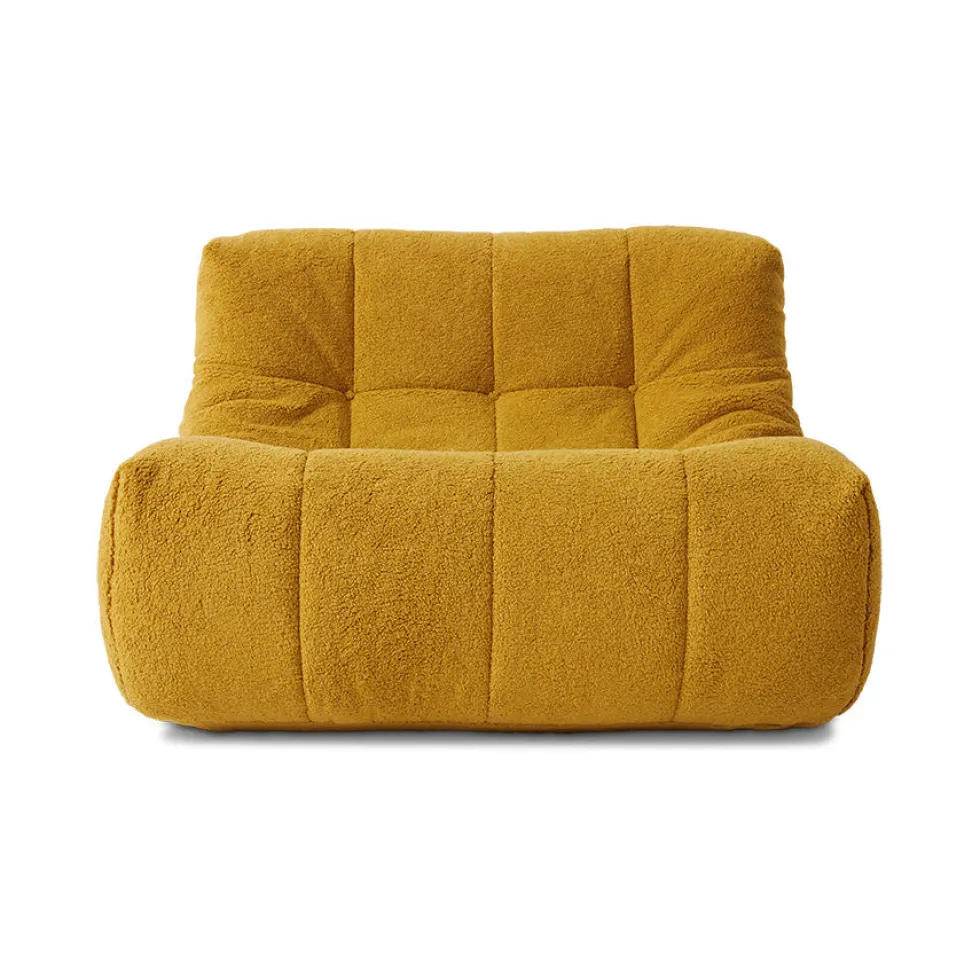 Fauteuil duveteux ocre 105x75cm Fluffy - HKLIVING