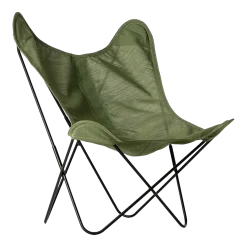 Fauteuil en batyline vert amande et structure en acier noir AA - Airborne