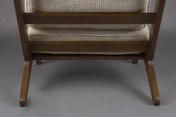 Fauteuil en bois de manguier finition noyer et tissu beige Washington - Dutchbone