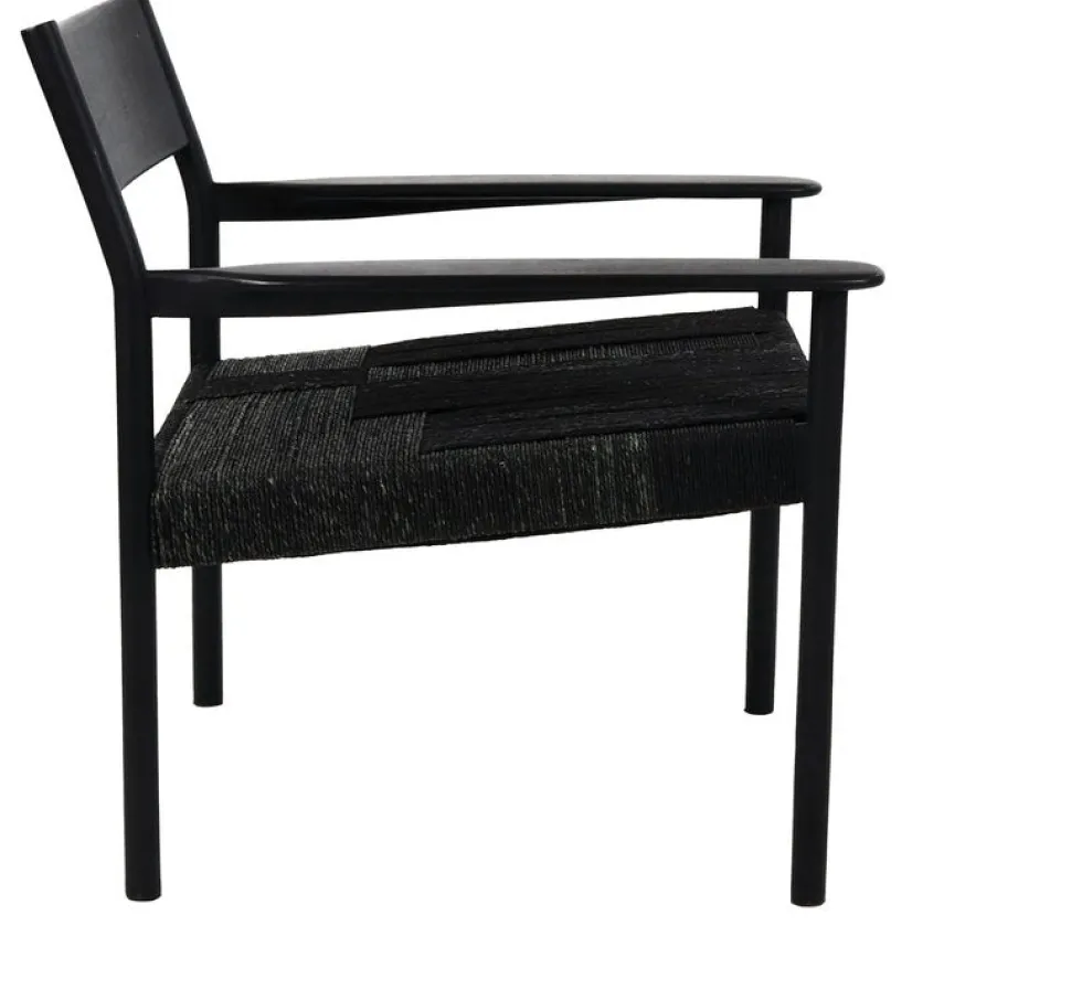 Fauteuil en bois de manguier noir et jonc de mer 66,5 x 72,5 x 74 cm Cullinan - Pomax