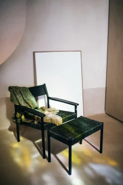 Fauteuil en bois de manguier noir et jonc de mer 66,5 x 72,5 x 74 cm Cullinan - Pomax
