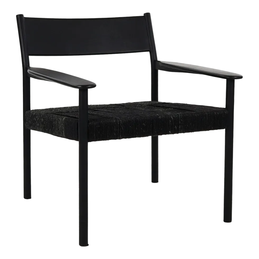 Fauteuil en bois de manguier noir et jonc de mer 66,5 x 72,5 x 74 cm Cullinan - Pomax