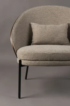 Fauteuil en bois finition noyer et tissu beige Rodin - Dutchbone