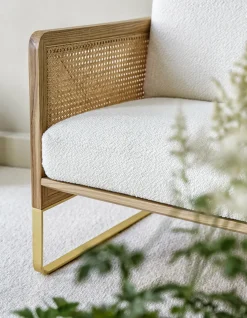 Fauteuil en bois naturel et tissu anthracite Cannage - RED Edition