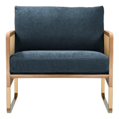 Fauteuil en bois naturel et tissu bleu orage Cannage - RED Edition
